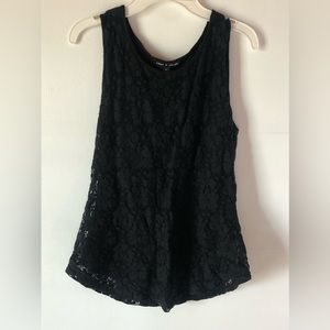 Women’s M stretch lace black tank top beach date party cruise travel festival
